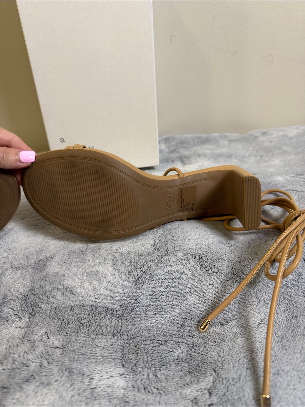 A New Day Marcia Beige Strappy Block Heels - Size 6.5 - Picture 7 of 8